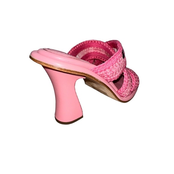 COACH Quintin Pink Cross Strap Crochet Slip On Sandals New - Picture 8 of 9
